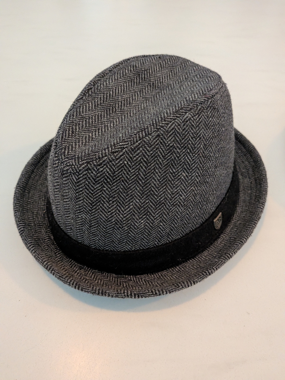 Brixton Black/Gray Herringbone Fedora Hat L/XL